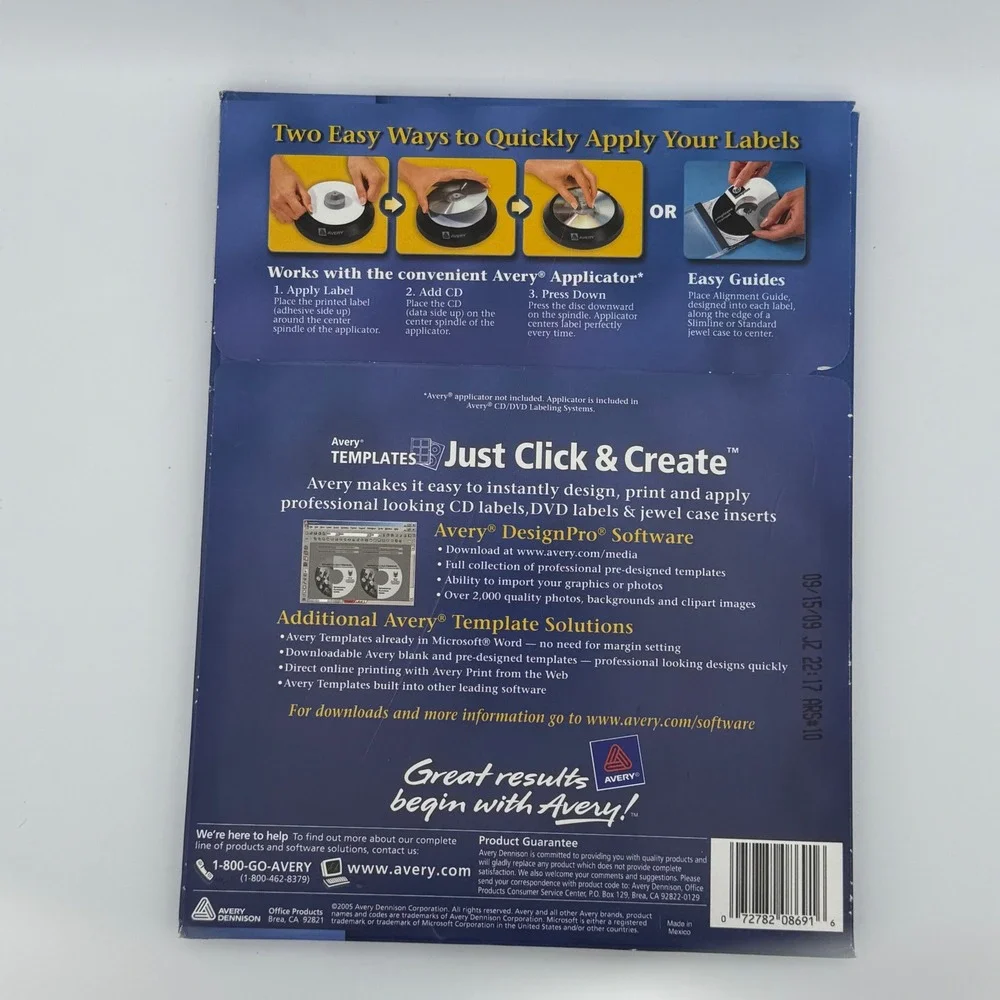 Avery 8691 CD Label Kit - 100 Disc Labels & 200 Spine Labels - Complete & Unused